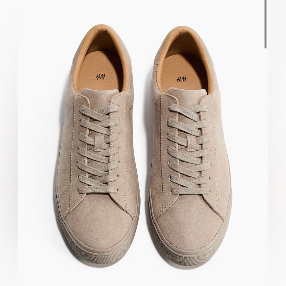 NWT H&M Men's Beige Suede Low-Top Sneakers